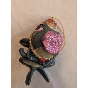 Katherine Collection Kissing Frog King Crown Pink Glitter Lips Ornament